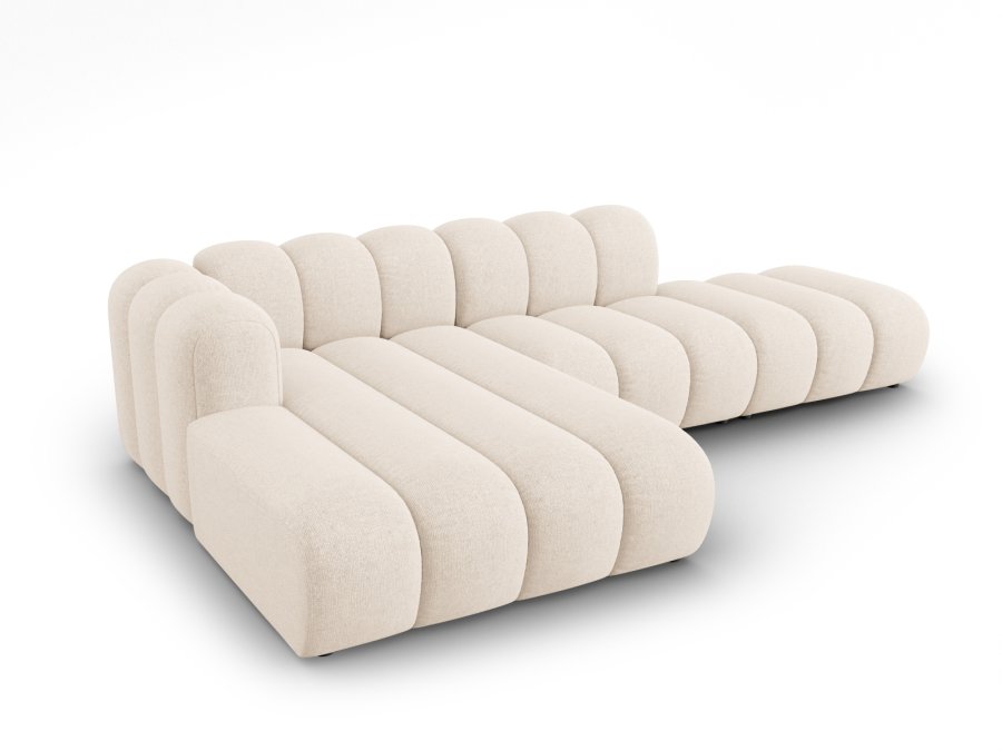 MICADONI Lupin Modular ben hjrnesofa, venstre, 5 sder - beige chenille og sort plast