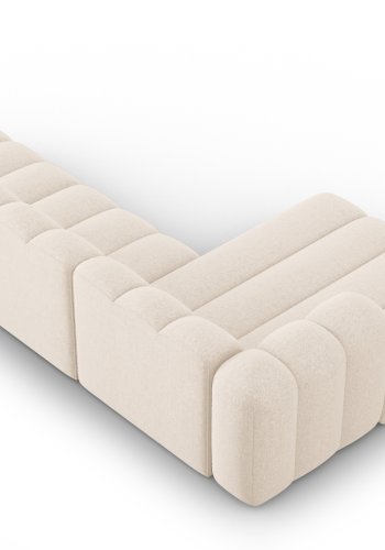 MICADONI Lupin Modular ben hjrnesofa, venstre, 5 sder - beige chenille og sort plast