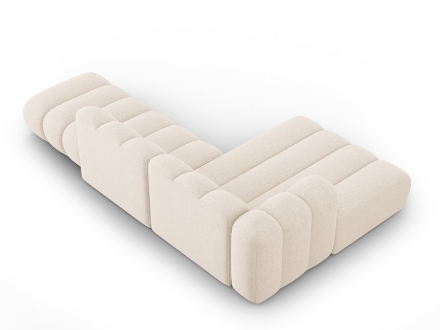 MICADONI Lupin Modular ben hjrnesofa, venstre, 5 sder - beige chenille og sort plast