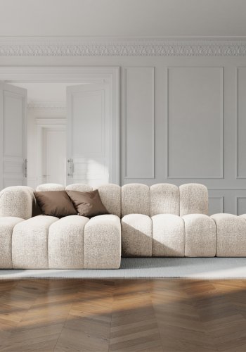 MICADONI Lupin Modular ben hjrnesofa, venstre, 5 sder - beige chenille og sort plast