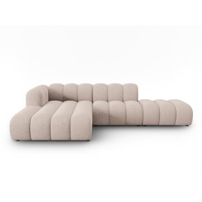 MICADONI Lupin Modular ben hjrnesofa, venstre, 5 sder - beige chenille og sort plast