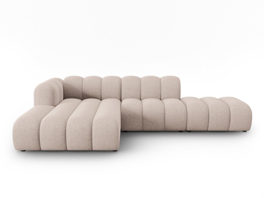 MICADONI Lupin Modular ben hjrnesofa, venstre, 5 sder - beige chenille og sort plast