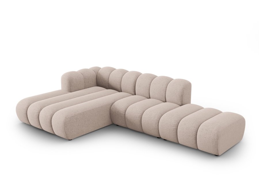 MICADONI Lupin Modular ben hjrnesofa, venstre, 5 sder - beige chenille og sort plast
