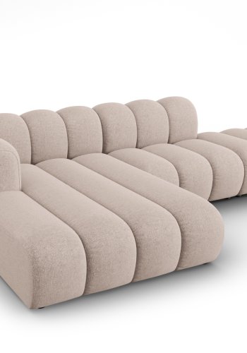 MICADONI Lupin Modular ben hjrnesofa, venstre, 5 sder - beige chenille og sort plast