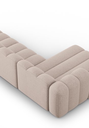 MICADONI Lupin Modular ben hjrnesofa, venstre, 5 sder - beige chenille og sort plast
