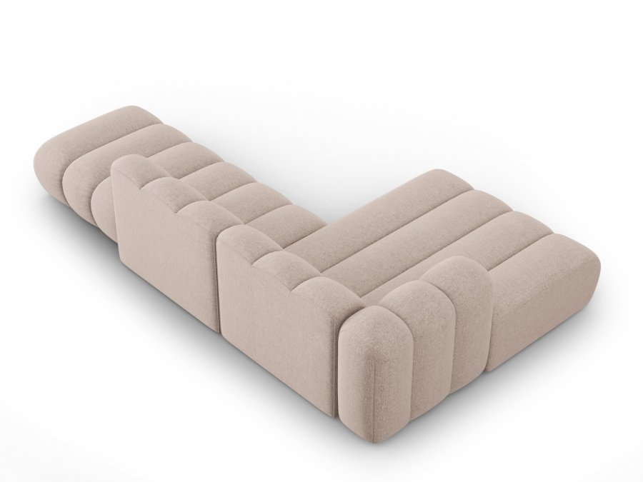 MICADONI Lupin Modular ben hjrnesofa, venstre, 5 sder - beige chenille og sort plast