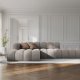 MICADONI Lupin Modular ben hjrnesofa, venstre, 5 sder - beige chenille og sort plast