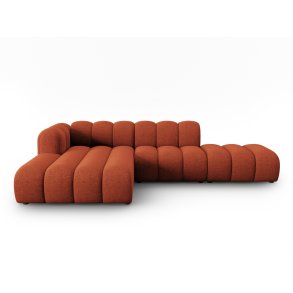 MICADONI Lupin Modular ben hjrnesofa, venstre, 5 sder - orange chenille og sort plast