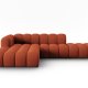 MICADONI Lupin Modular ben hjrnesofa, venstre, 5 sder - orange chenille og sort plast