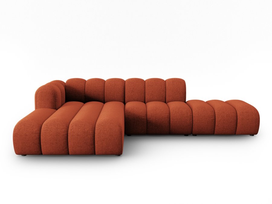 MICADONI Lupin Modular ben hjrnesofa, venstre, 5 sder - orange chenille og sort plast
