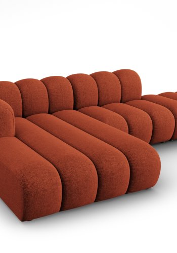 MICADONI Lupin Modular ben hjrnesofa, venstre, 5 sder - orange chenille og sort plast