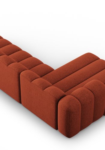 MICADONI Lupin Modular ben hjrnesofa, venstre, 5 sder - orange chenille og sort plast