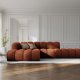 MICADONI Lupin Modular ben hjrnesofa, venstre, 5 sder - orange chenille og sort plast