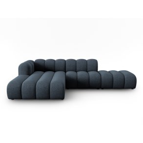 MICADONI Lupin Modular ben hjrnesofa, venstre, 5 sder - bl chenille og sort plast