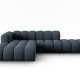 MICADONI Lupin Modular ben hjrnesofa, venstre, 5 sder - bl chenille og sort plast