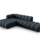 MICADONI Lupin Modular ben hjrnesofa, venstre, 5 sder - bl chenille og sort plast