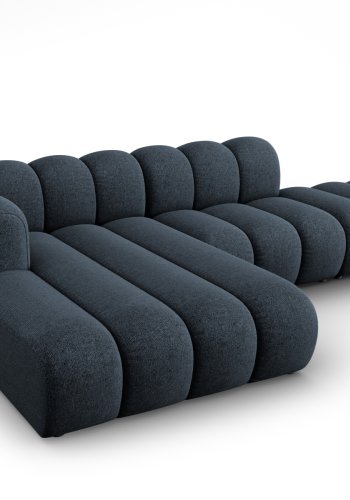 MICADONI Lupin Modular ben hjrnesofa, venstre, 5 sder - bl chenille og sort plast