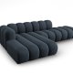 MICADONI Lupin Modular ben hjrnesofa, venstre, 5 sder - bl chenille og sort plast