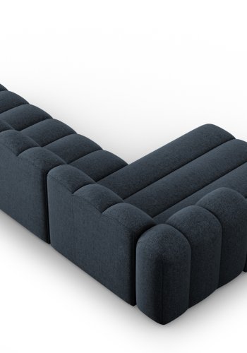 MICADONI Lupin Modular ben hjrnesofa, venstre, 5 sder - bl chenille og sort plast
