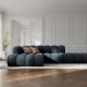 MICADONI Lupin Modular ben hjrnesofa, venstre, 5 sder - bl chenille og sort plast