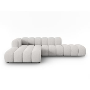 MICADONI Lupin Modular ben hjrnesofa, venstre, 5 sder - gr chenille og sort plast