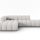 MICADONI Lupin Modular ben hjrnesofa, venstre, 5 sder - gr chenille og sort plast