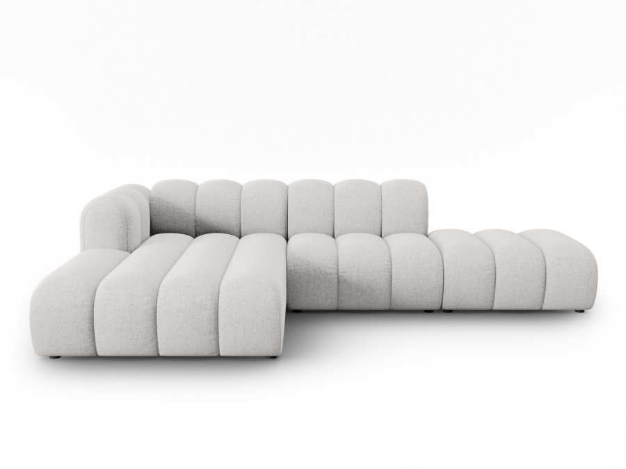 MICADONI Lupin Modular ben hjrnesofa, venstre, 5 sder - gr chenille og sort plast