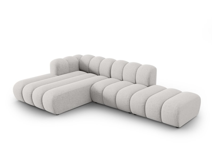 MICADONI Lupin Modular ben hjrnesofa, venstre, 5 sder - gr chenille og sort plast