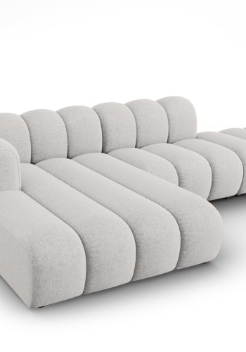 MICADONI Lupin Modular ben hjrnesofa, venstre, 5 sder - gr chenille og sort plast