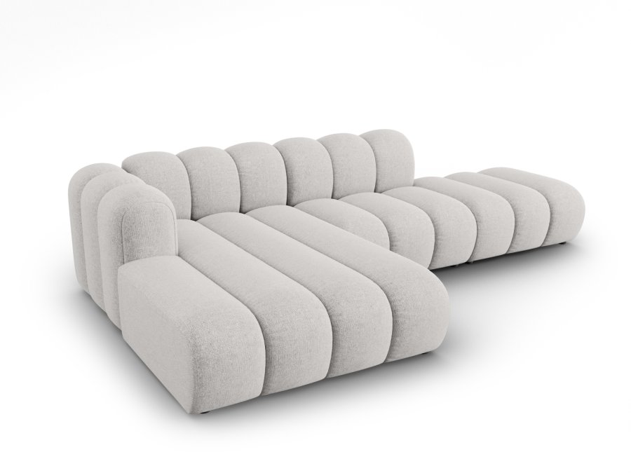 MICADONI Lupin Modular ben hjrnesofa, venstre, 5 sder - gr chenille og sort plast