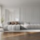 MICADONI Lupin Modular ben hjrnesofa, venstre, 5 sder - gr chenille og sort plast