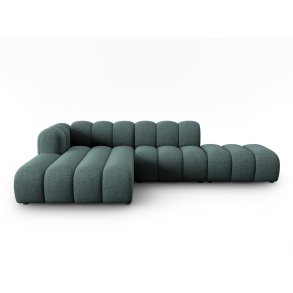 MICADONI Lupin Modular ben hjrnesofa, venstre, 5 sder - bl chenille og sort plast