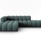 MICADONI Lupin Modular ben hjrnesofa, venstre, 5 sder - bl chenille og sort plast
