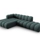 MICADONI Lupin Modular ben hjrnesofa, venstre, 5 sder - bl chenille og sort plast