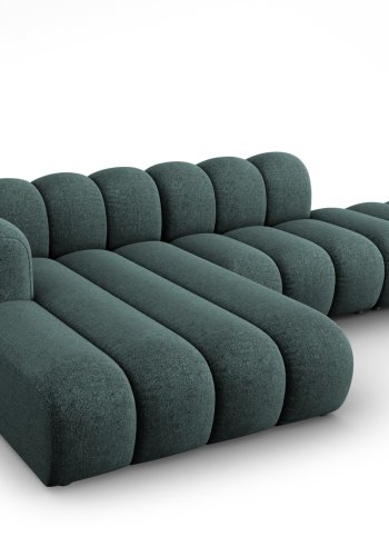 MICADONI Lupin Modular ben hjrnesofa, venstre, 5 sder - bl chenille og sort plast