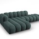MICADONI Lupin Modular ben hjrnesofa, venstre, 5 sder - bl chenille og sort plast