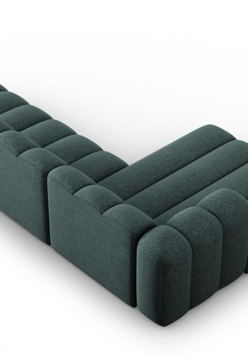 MICADONI Lupin Modular ben hjrnesofa, venstre, 5 sder - bl chenille og sort plast