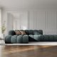 MICADONI Lupin Modular ben hjrnesofa, venstre, 5 sder - bl chenille og sort plast
