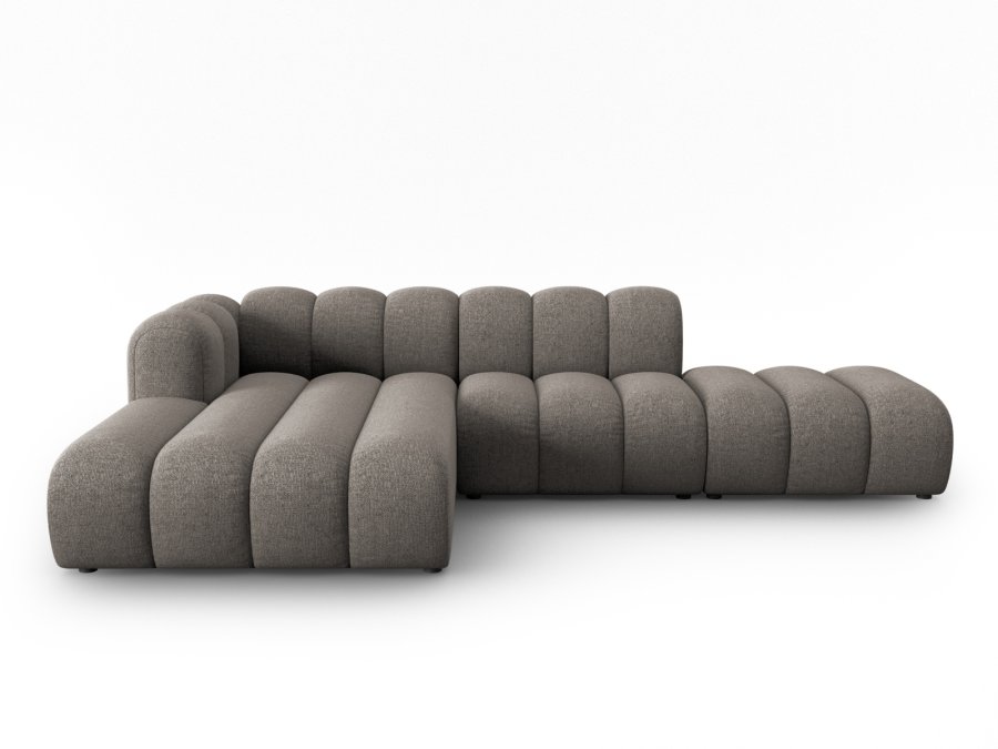 MICADONI Lupin Modular ben hjrnesofa, venstre, 5 sder - gr chenille og sort plast