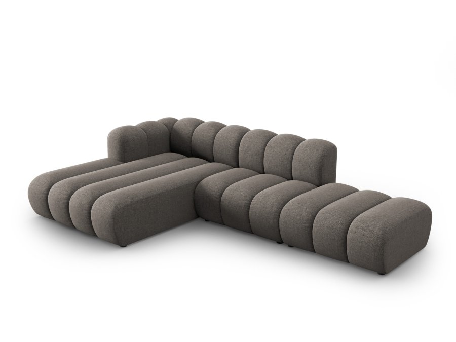 MICADONI Lupin Modular ben hjrnesofa, venstre, 5 sder - gr chenille og sort plast