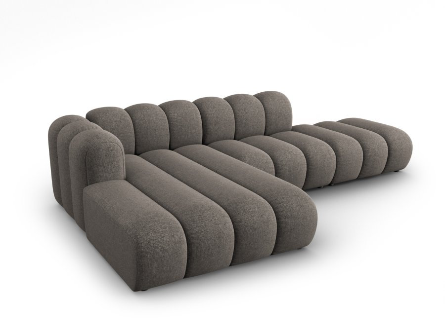 MICADONI Lupin Modular ben hjrnesofa, venstre, 5 sder - gr chenille og sort plast