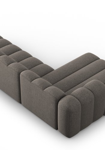 MICADONI Lupin Modular ben hjrnesofa, venstre, 5 sder - gr chenille og sort plast
