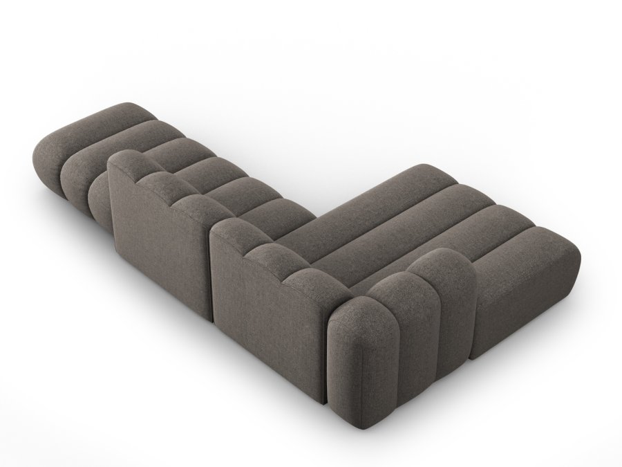 MICADONI Lupin Modular ben hjrnesofa, venstre, 5 sder - gr chenille og sort plast
