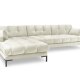 MICADONI Mamaia hjrnesofa, venstre, 5 sder - beige fljl og sort metal