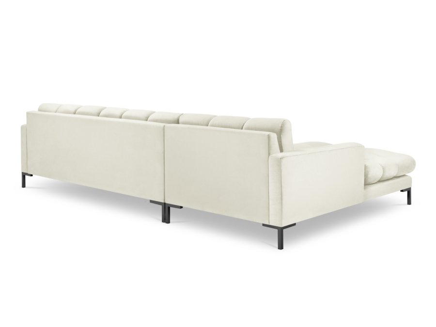 MICADONI Mamaia hjrnesofa, venstre, 5 sder - beige fljl og sort metal