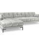 MICADONI Mamaia hjrnesofa, venstre, 5 sder - slv fljl og sort metal