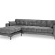 MICADONI Mamaia hjrnesofa, venstre, 5 sder - gr fljl og sort metal