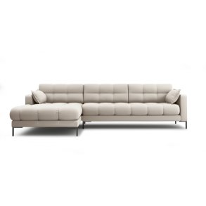 MICADONI Mamaia hjrnesofa, venstre, 5 sder - beige stof og sort metal