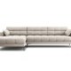 MICADONI Mamaia hjrnesofa, venstre, 5 sder - beige stof og sort metal