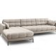 MICADONI Mamaia hjrnesofa, venstre, 5 sder - beige stof og sort metal